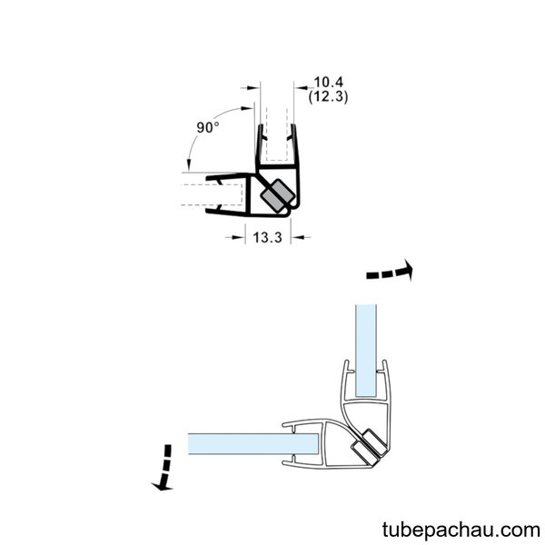 Ron Cửa Kính 10 - 12mm Nam Châm 90º Hafele 950.50.035
