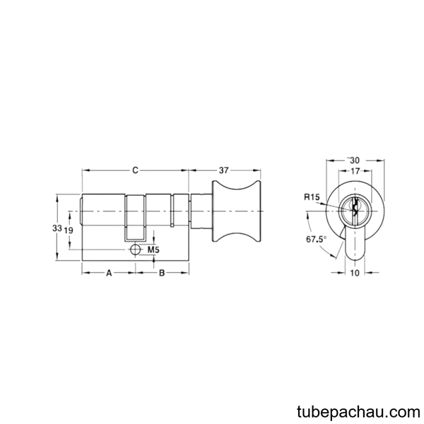 Ruột Khóa 1 Đầu Chìa 1 Đầu Vặn 66mm Hafele 916.64.922