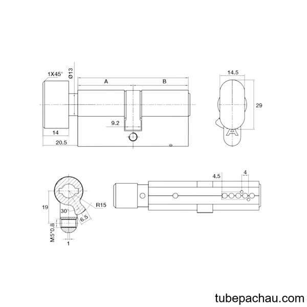 Ruột Khóa 1 Đầu Chìa 1 Đầu Vặn 71mm Hafele 489.56.004