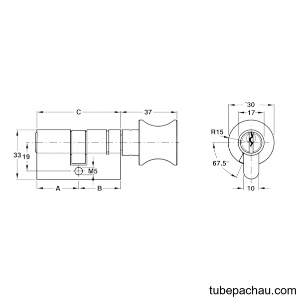 Ruột Khóa 1 Đầu Chìa 1 Đầu Vặn 71mm Hafele 916.08.424