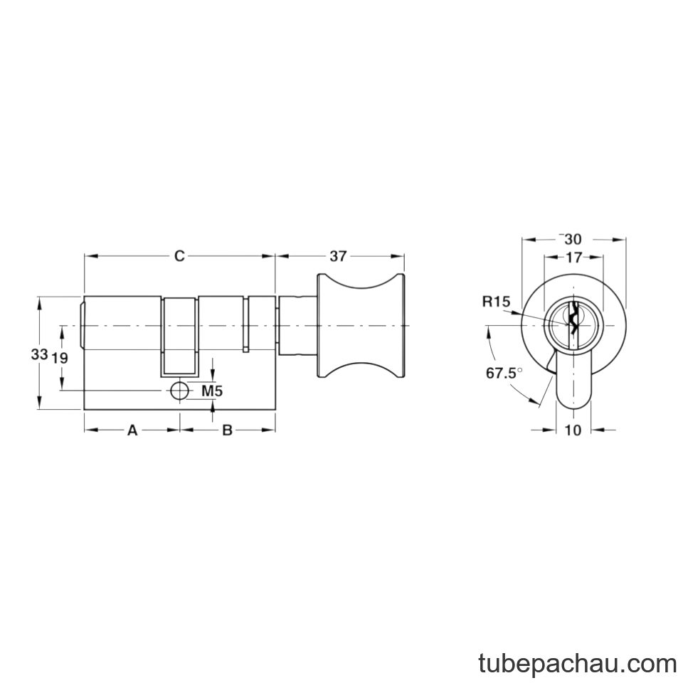 Ruột Khóa 1 Đầu Chìa 1 Đầu Vặn 71mm Hafele 916.08.683
