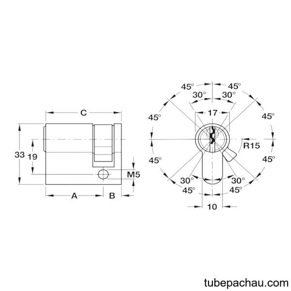 Ruột Khóa 1 Đầu Chìa 40mm Hafele 916.96.107