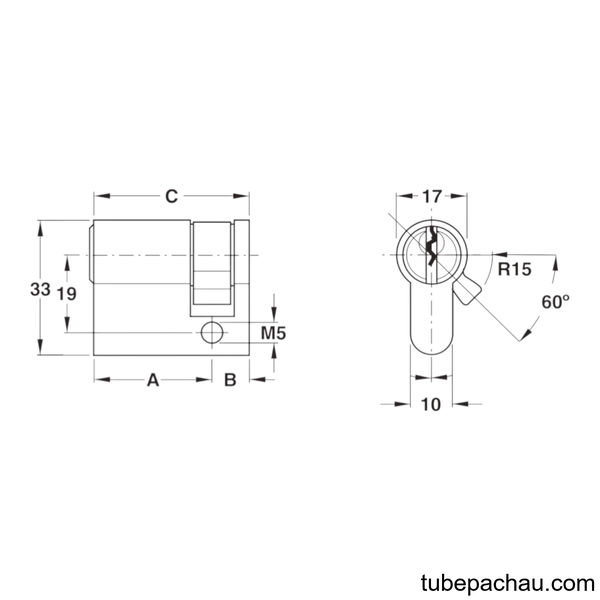 Ruột Khóa 1 Đầu Chìa 41,5mm Hafele 916.00.602