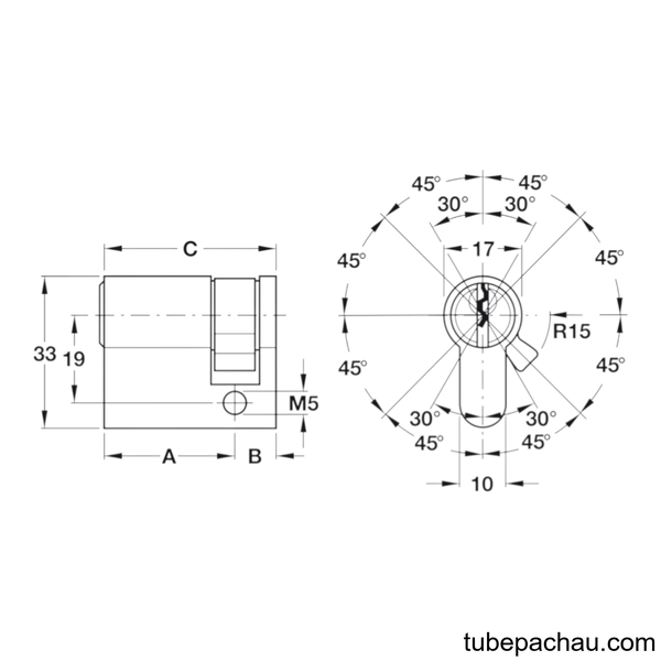 Ruột Khóa 1 Đầu Chìa 50.5mm Hafele 916.00.604