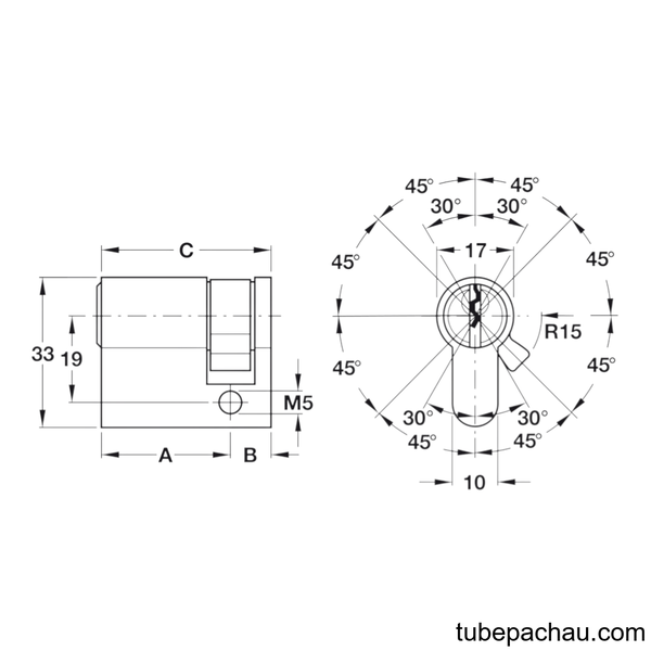 Ruột Khóa 1 Đầu Chìa 65.5mm Hafele 916.00.605