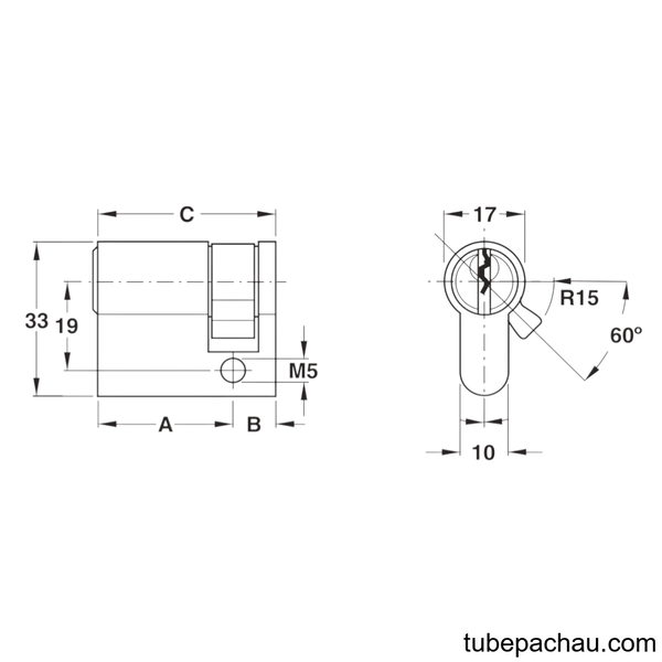 Ruột Khóa 1 Đầu Chìa 65.5mm Hafele 916.00.605