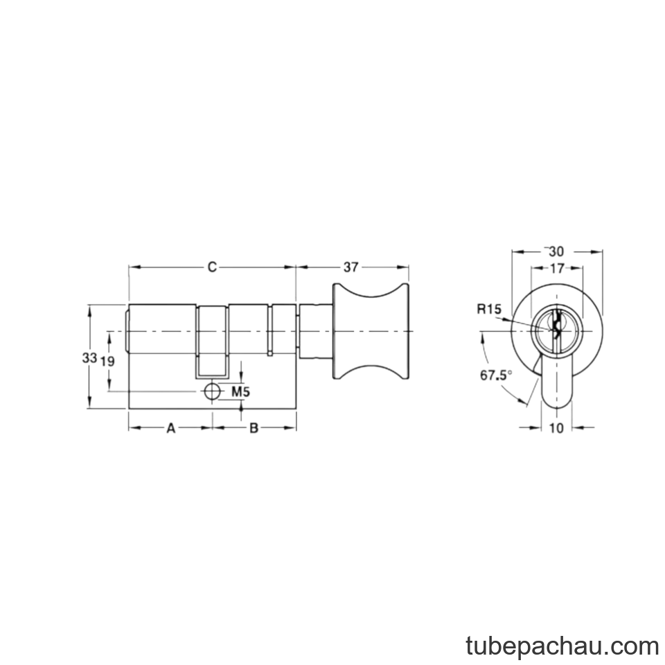 Ruột Khóa 1 Đầu Vặn 1 Đầu Chìa 71mm Hafele 916.63.325