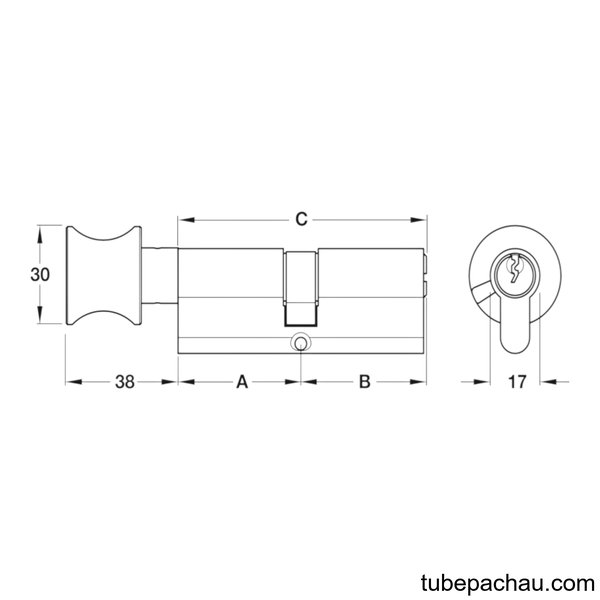Ruột Khóa 1 Đầu Vặn 1 Đầu Chìa 71mm Hafele 916.96.317