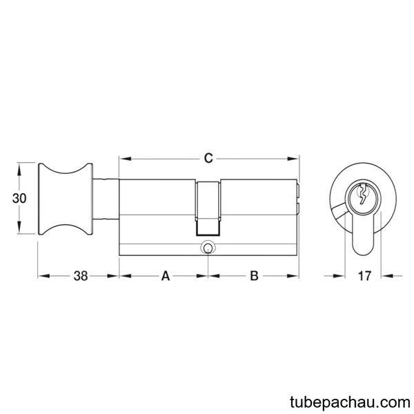 Ruột Khóa 1 Đầu Vặn 1 Đầu Chìa 80mm Hafele 916.96.540