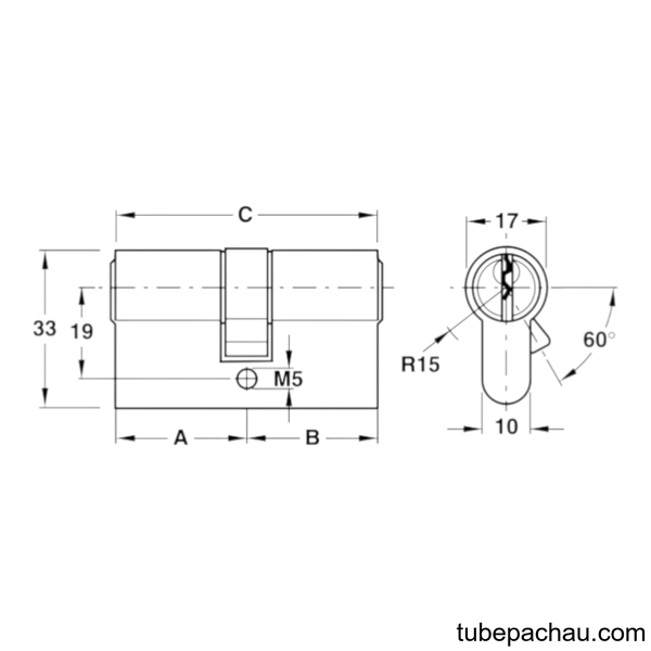 Ruột Khóa 2 Đầu Chìa 61mm Hafele 916.63.900