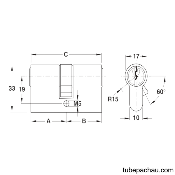 Ruột Khóa 2 Đầu Chìa 71mm Hafele 916.00.013
