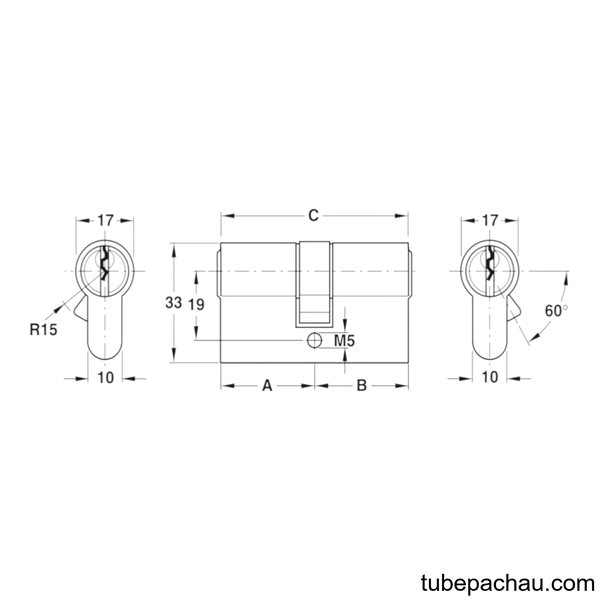 Ruột Khóa 2 Đầu Chìa 90mm Hafele 916.96.041