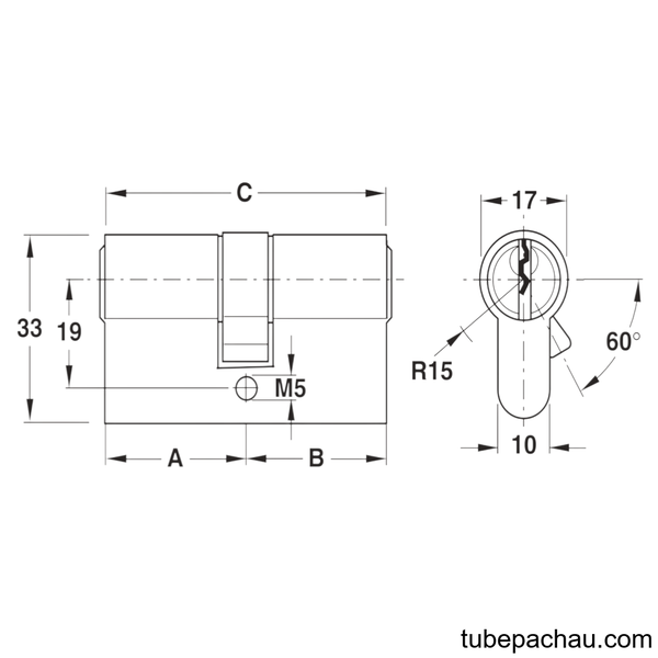 Ruột Khóa 2 Đầu Chìa 91mm Hafele 916.00.022