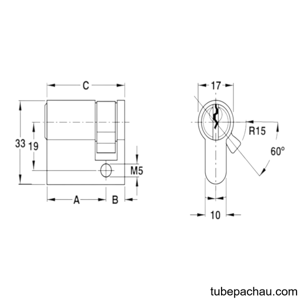 Ruột Khóa 40mm Một Đầu Chìa Hafele 916.63.361