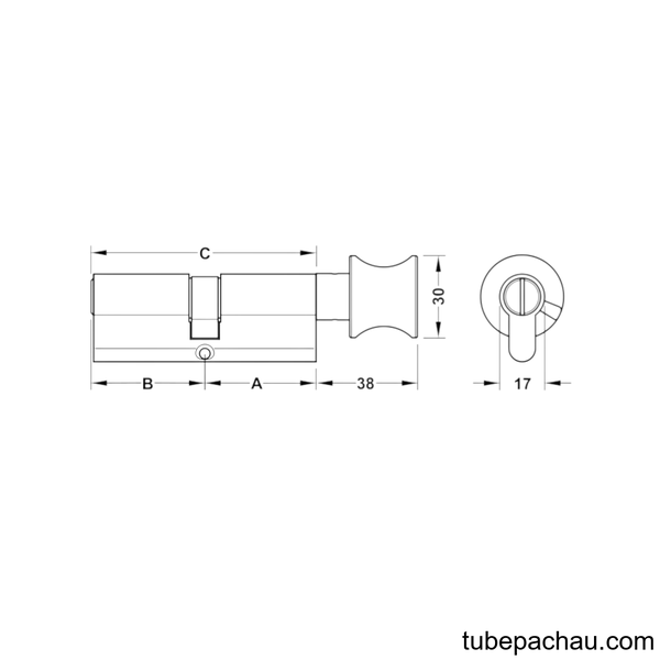 Ruột Khóa Nhà Vệ Sinh 101mm Hafele 916.64.956