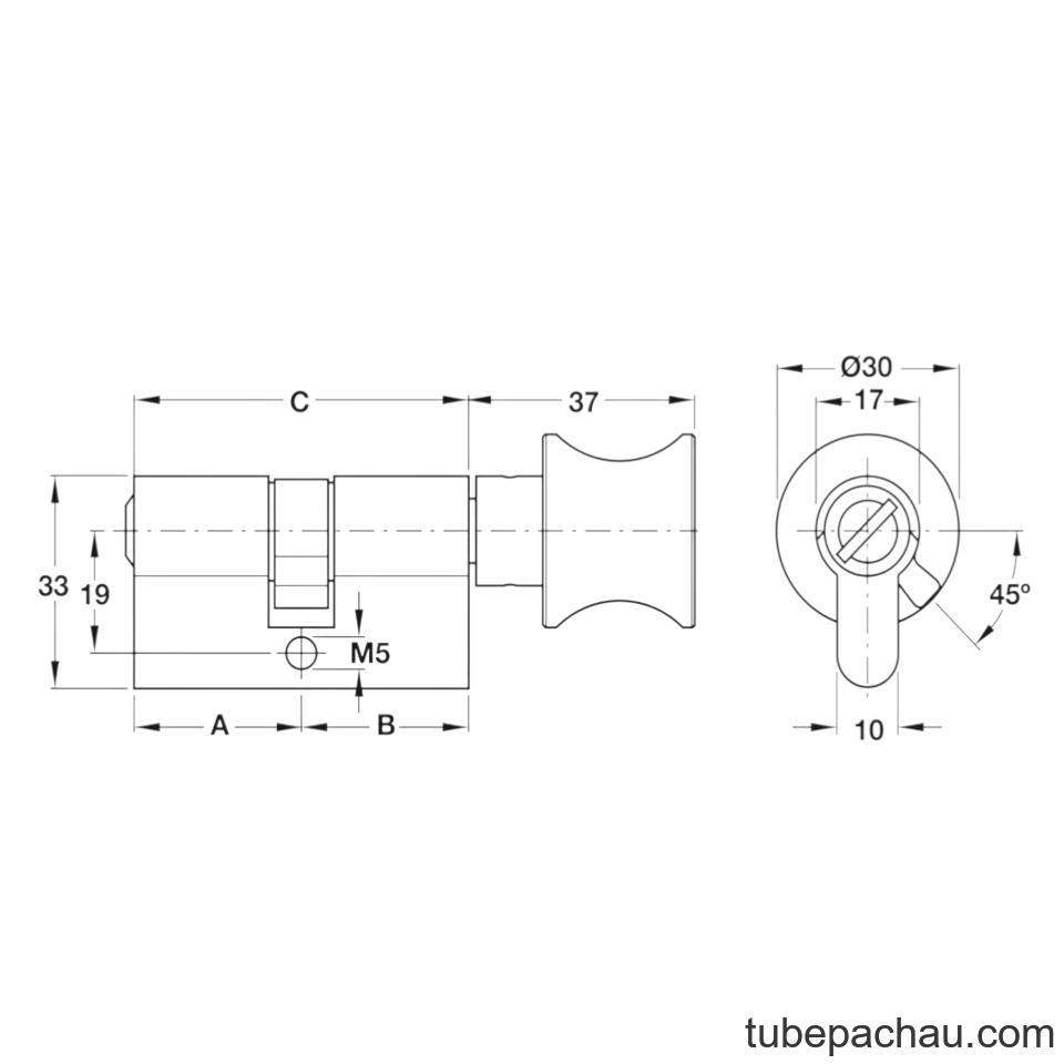 Ruột Khóa Phòng Vệ Sinh 71mm Hafele 916.96.422