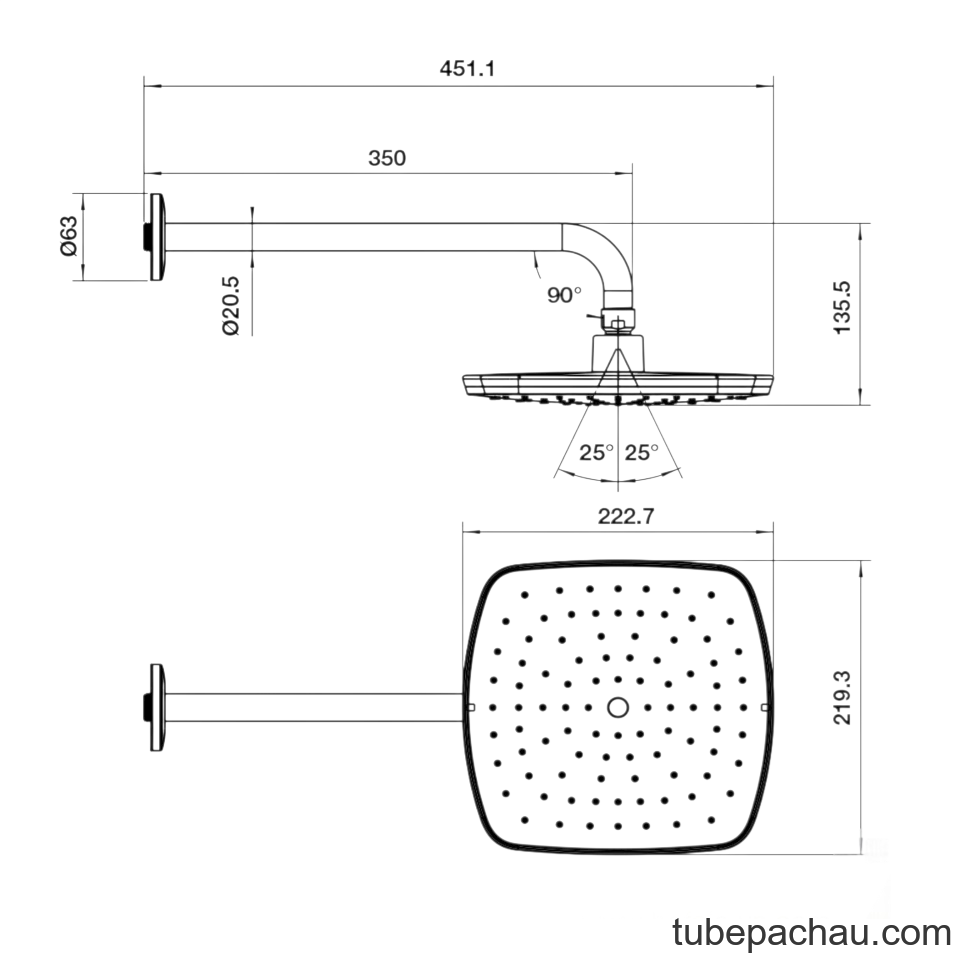 Sen Đầu Gắn Tường Airsense 219S Hafele 485.60.616