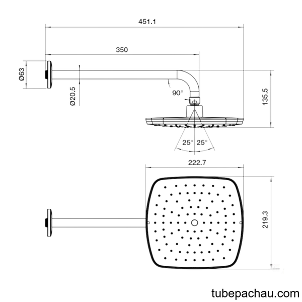 Sen Đầu Gắn Tường Airsense 219S Hafele 485.60.700