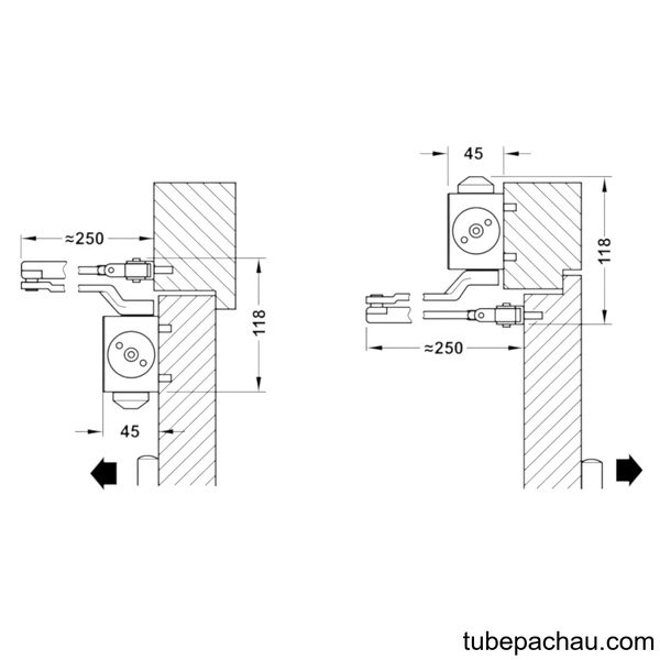 Tay Đẩy Hơi Cùi Chỏ 150Kg DCL55 Hafele 931.84.568