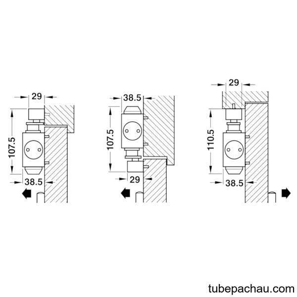 Tay Đẩy Hơi Cùi Chỏ 80Kg DCL55 Hafele 931.84.139