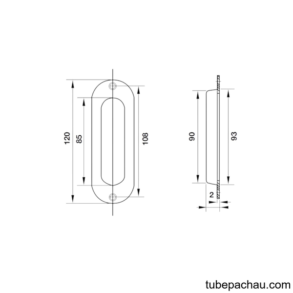 Tay Nắm Âm 120x40mm Hafele 489.72.100