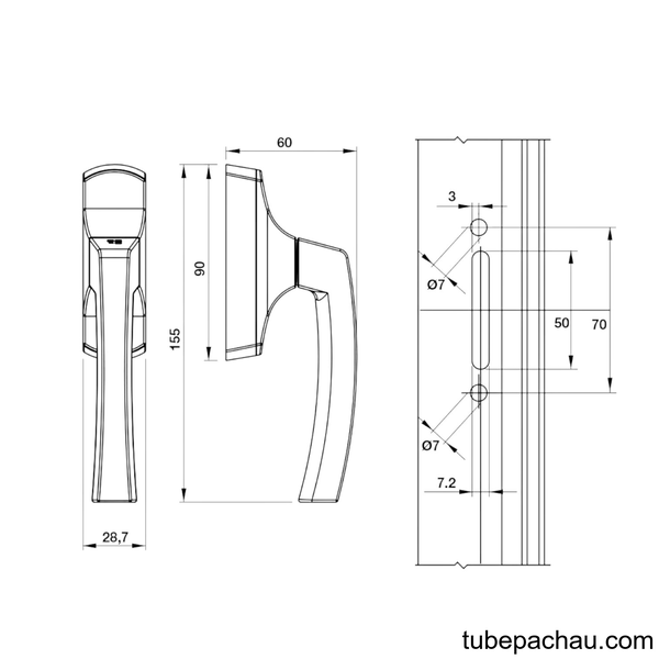 Tay Nắm Cửa Nhôm Hafele 972.05.083