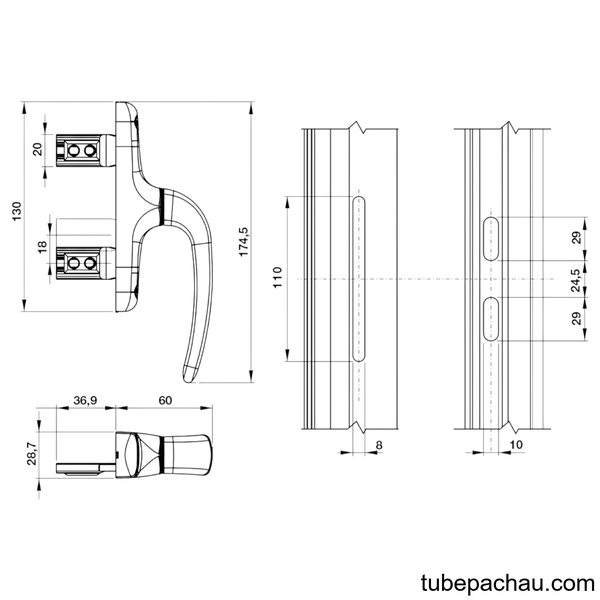 Tay Nắm Cửa Nhôm Unica Apex Hafele 972.05.089