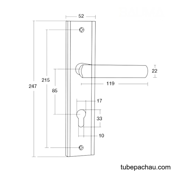 Tay Nắm Đế Dài BM066-85 C/C 85mm Bauma 905.99.090