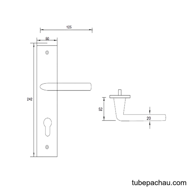 Tay Nắm Gạt Đế Dài Mở Phải C/C 72mm Hafele 903.78.589
