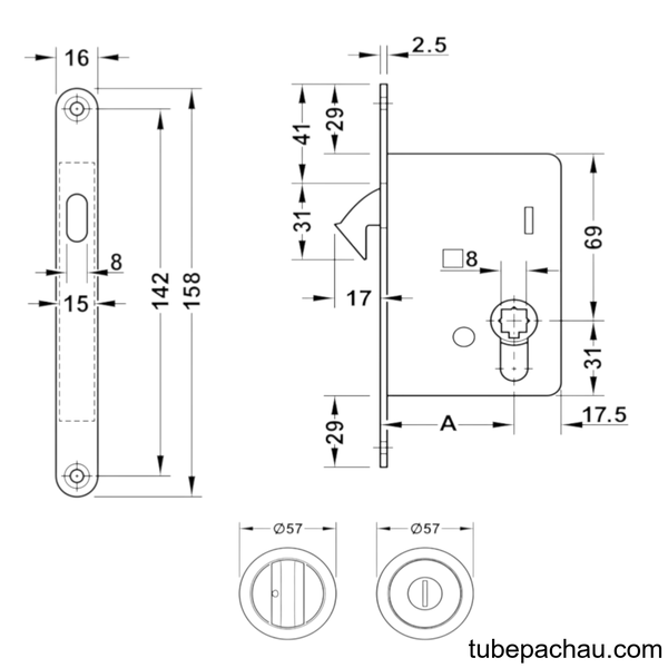 Thân Khóa Cho Cửa Trượt Hafele 911.26.527