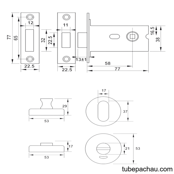 Thân Khóa & Chốt Vệ Sính Hafele 902.54.290