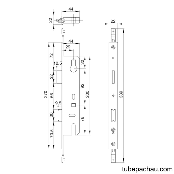 Thân Khóa Cửa Nhôm 30mm Hafele 911.50.912
