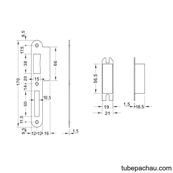 Thân Khóa Lưỡi Gà Chốt Chết C/C 72mm Hafele 911.02.168