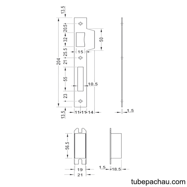 Thân Khóa Lưỡi Gà Chốt Chết C/C 85mm Hafele 911.02.069