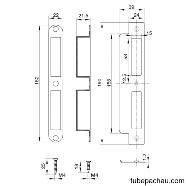 Thân Khóa Lưỡi Gà Chốt Chết C/C85mm Hafele 911.25.565