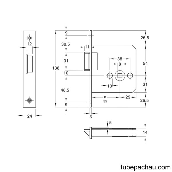 Thân Khóa Lưỡi Gà Hafele 911.23.438