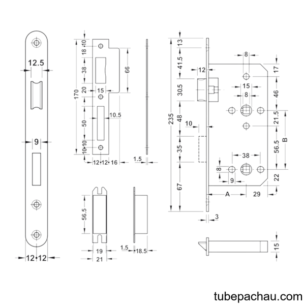 Thân Khóa Phòng Tắm C/C 78mm Hafele 911.02.157