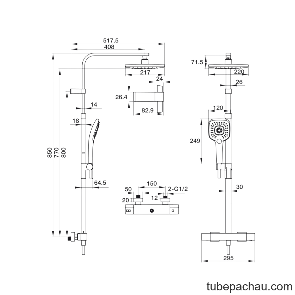 Thanh Sen Có Bộ Trộn Điều Nhiệt Intenslty 227S Hafele 495.60.102