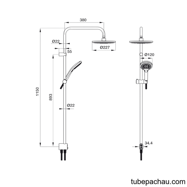 Thanh Sen Kết Hợp Không Bộ Trộn 227R Hafele 495.60.104