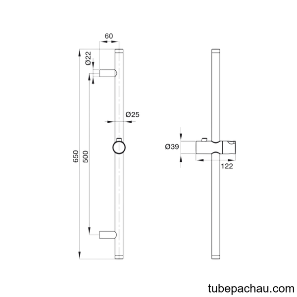 Thanh Trượt 650R Cho Sen Tay Hafele 485.60.614