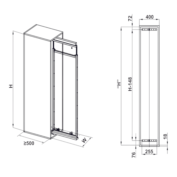 Tủ Đồ Khô Cánh Kéo Dolce 400mm Hafele 548.65.005