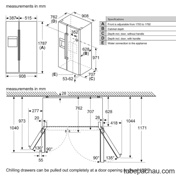 Tủ lạnh 2 cánh side by side 531 lít Bosch KAG93AIEP