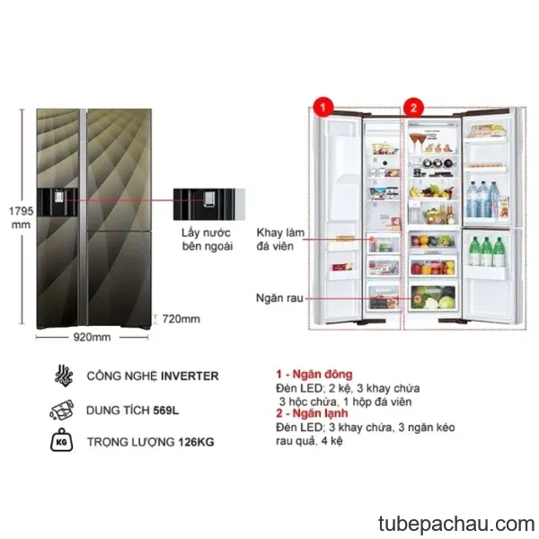 Tủ lạnh 3 cánh 569 lít Hitachi FM800XAGGV9X DIA