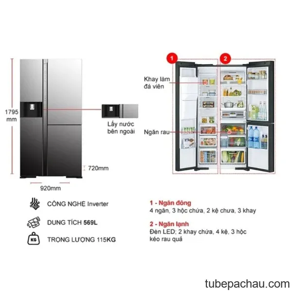 Tủ lạnh 3 cánh 569 lít Hitachi MY800GVGV0 MIR