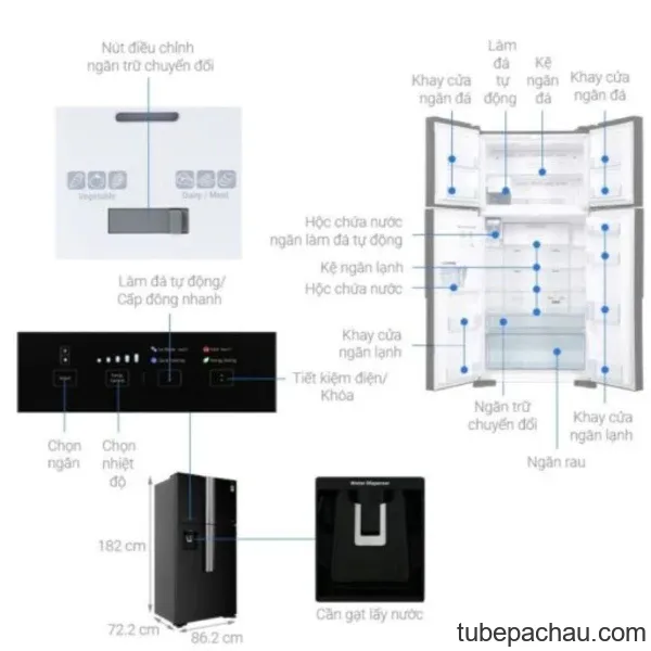 Tủ lạnh 4 cánh Inverter 540 lít Hitachi FW690PGV7X GBK