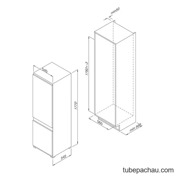 Tủ lạnh âm tủ 2 cánh Malloca MF246EBI