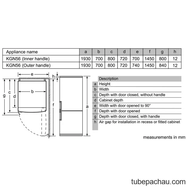 Tủ lạnh Bosch KGN56LB40O