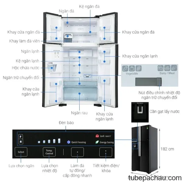 Tủ lạnh Hitachi Inverter 540 lít R-FW690PGV7 GBK
