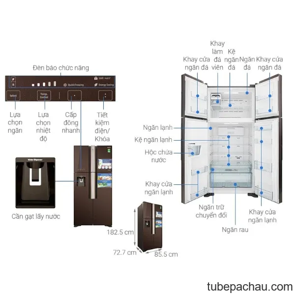 Tủ lạnh Hitachi Inverter 540 lít R-FW690PGV7 GBW