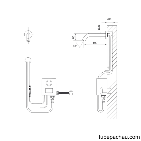 Vòi Nước Gắn Tường Cảm Biến L190 Hafele 589.64.002